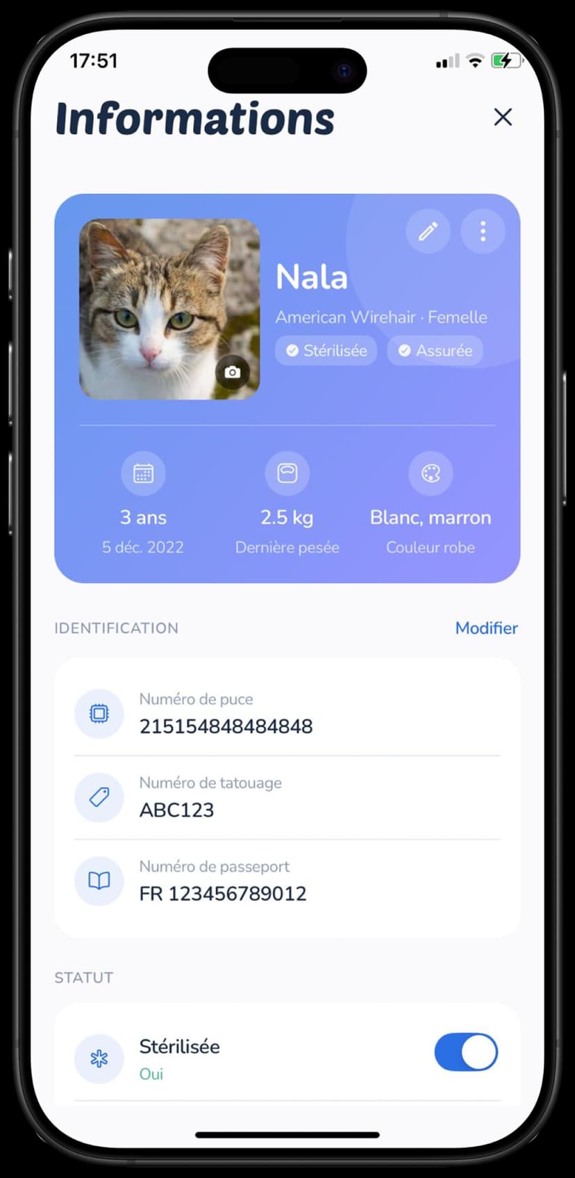 Informations animal