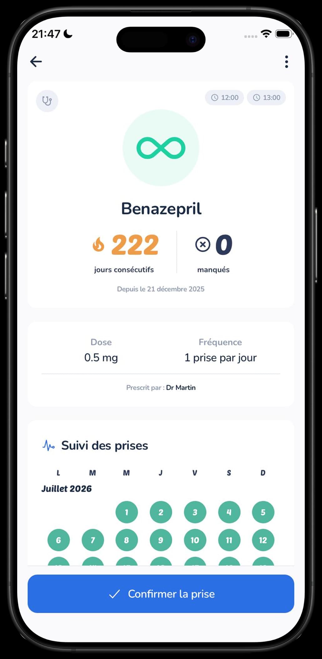 Suivi d'un traitement au long cours dans l'application Galia